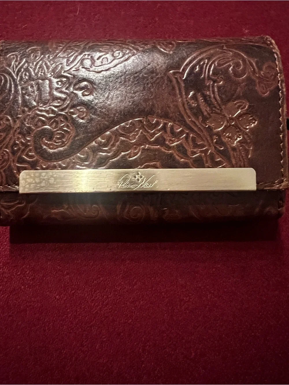 Patricia Nash Vintage Tooled Leather Trifold Wallet Organizer